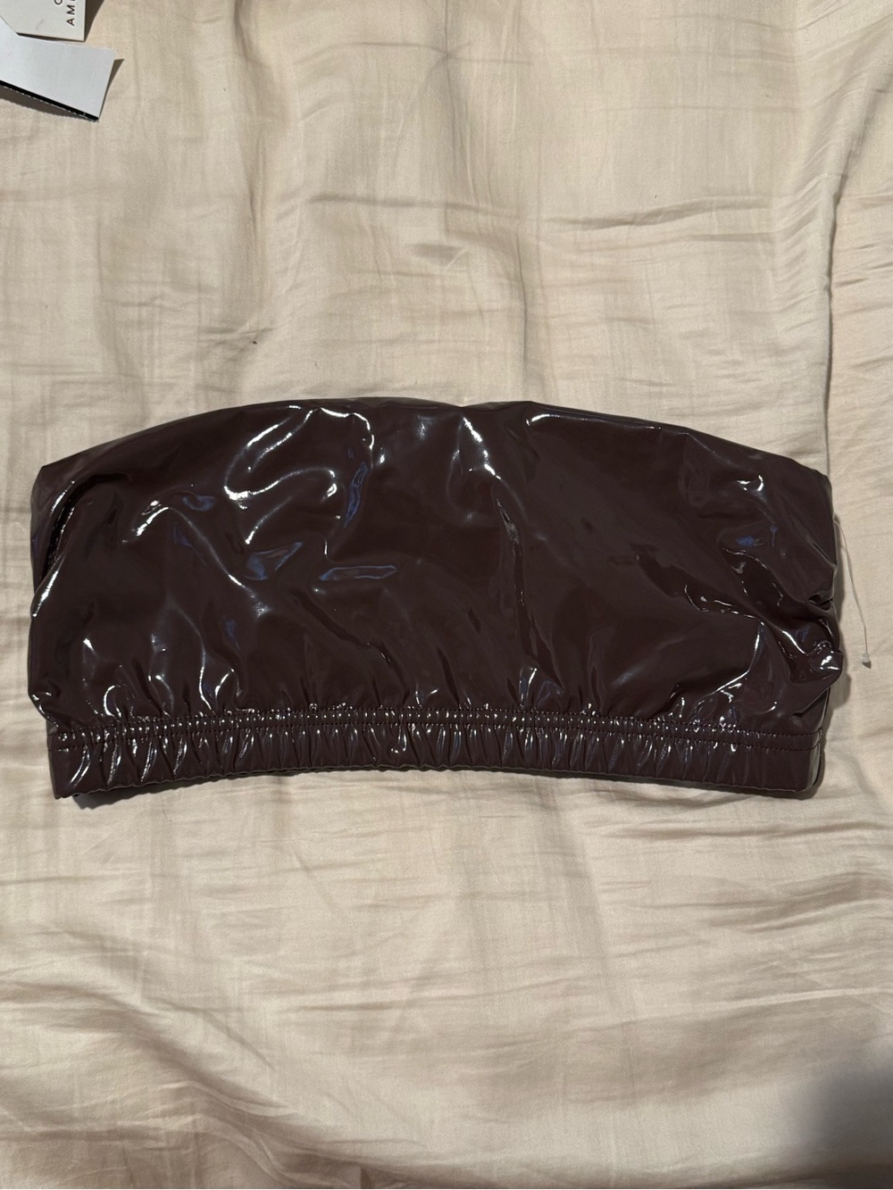 Good American Shiny Chocolate Brown Bandeau Tube Top